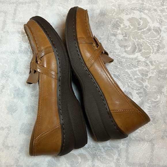 LL Bean Women’s Tan Leather Slip-On Loafer Wedge Shoes, Size 8 M, L.L. Bean EUC - Picture 6 of 11